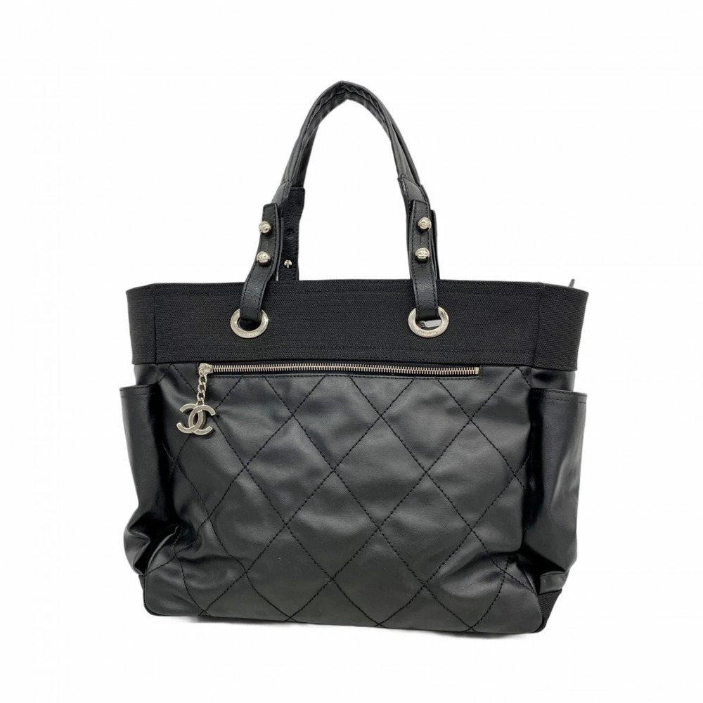 CHANEL Black Canvas Tote Bag